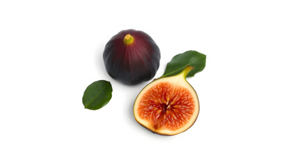 Fresh figs and leaves nature's bounty food photography minimalistic style