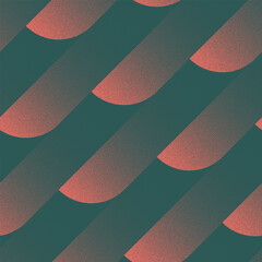 Vector abstract patterned seamless background with mod style dashes and angular shift in red and green colours. Half tone stipple grainy texture brings energetic and dynamic graphic design aesthetics