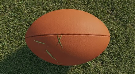 Obraz premium American football on grass field close-up with detailed texture