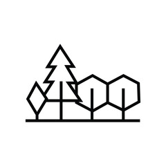 Fototapeta premium Simple minimal line trees form a stylized forest against a white background