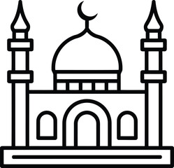 Elegant Mosque Illustration a Symbol of Islamic Architecture Religion Faith Culture and Ramadan Mubarak Festive Greetings in Minimalist Black and White Design