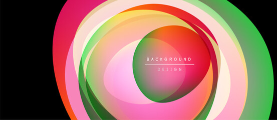 Abstract layers create vibrant circular design. Colors blend, forming dynamic visual effect. Modern, stylish background element.
