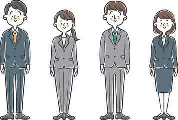 いろいろなビジネスパーソン　全身　ベクター

