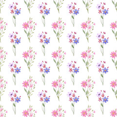 Seamless pattern, floral minimalist background with watercolor flowers. Repeat fabric wallpaper print texture. Perfectly for wrapped paper, backdrop.