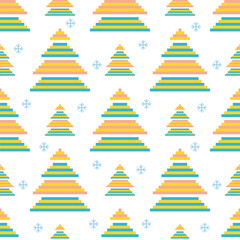 Cute beautiful tree seamless pattern. Scandinavian woodland folk design.Abstract colorful background.Nature forest illustration for print decor,wallpaper,happy Christmas holiday,new year,wrapping.