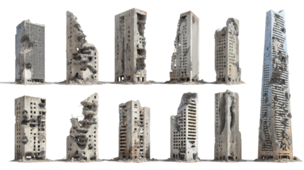 Set of Ruined Skyscrapers