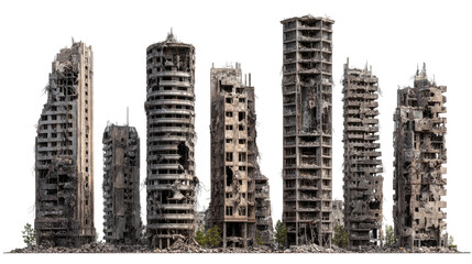 Set of Ruined Skyscrapers