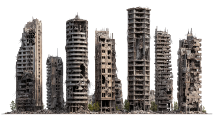 Set of Ruined Skyscrapers