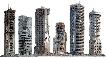 Set of Ruined Skyscrapers