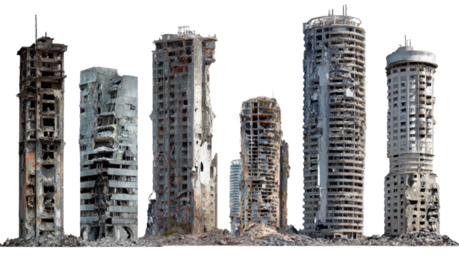 Set of Ruined Skyscrapers