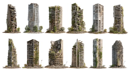 Set of Ruined Skyscrapers