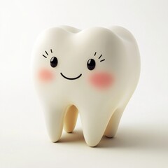 A cute, smiling tooth figure designed to promote dental health and hygiene for children.A cartoon-style lovely tooth character with a frowning face