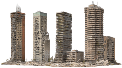 Set of Ruined Skyscrapers