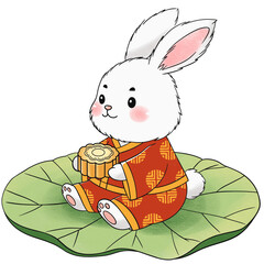 Cute Rabbit with Mooncake