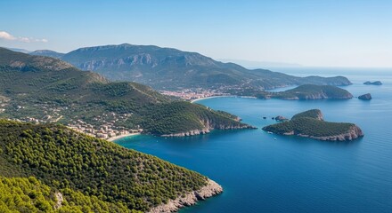Idyllic Mediterranean Coastline Under Clear Blue Skies