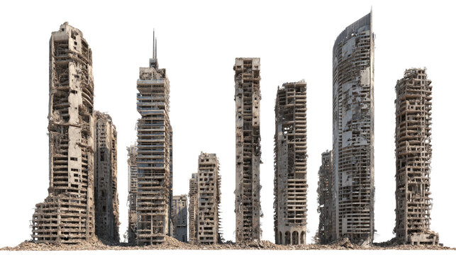 Set of Ruined Skyscrapers