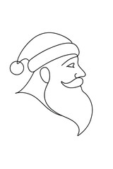 Outline of Santa Claus with a smile wearing a Christmas hat  