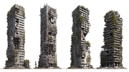 Set of Ruined Skyscrapers