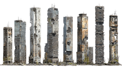 Set of Ruined Skyscrapers
