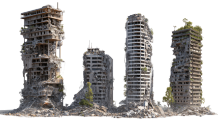 Set of Ruined Skyscrapers