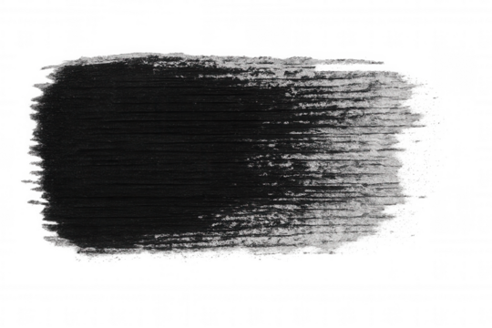 Black brush stroke creating an abstract texture background, paint smear element with grunge effect and transparent fill