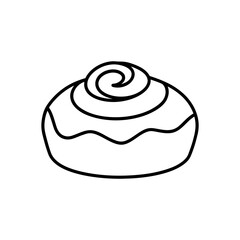 Outline drawing of a sweet roll on transparent background