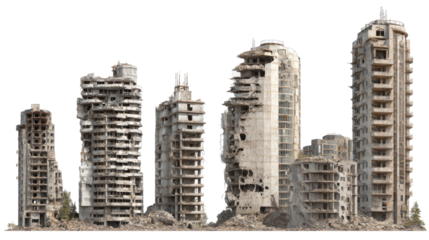 Set of Ruined Skyscrapers