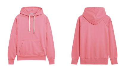 Pink hoodie front and back view studio shot