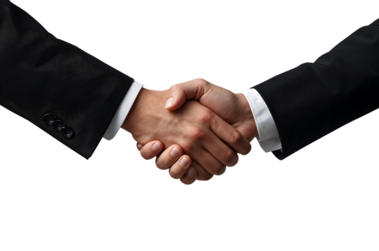 Business handshake isolated on black background - Powered by Adobe