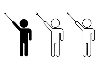 指示棒を使って解説を行う人間のピクトグラム