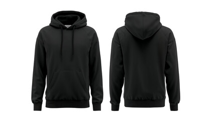 Black hoodie front and back view mockup