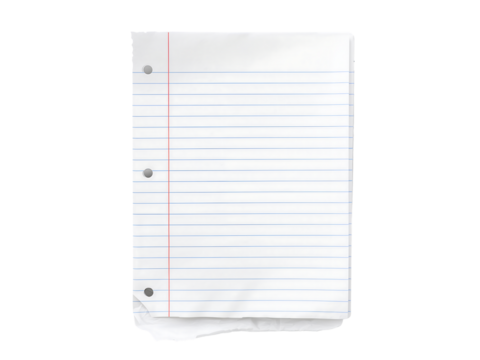 Lined Notebook Paper Sheet Isolated on Black