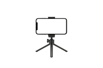 Smartphone on a mini tripod for video recording