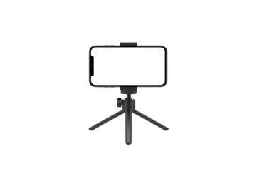 Smartphone on a mini tripod for video recording