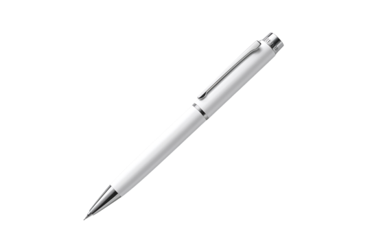 Elegant White Ballpoint Pen Isolated on Black