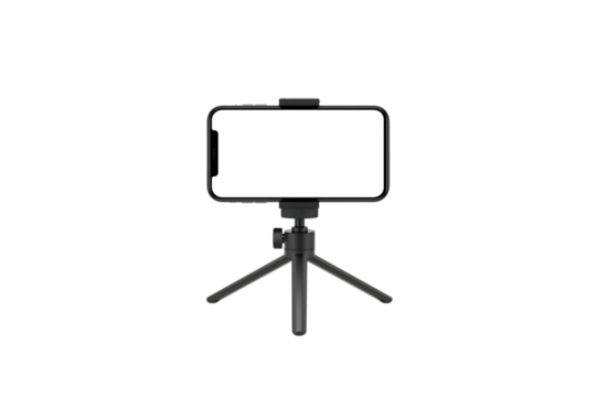 Smartphone on a mini tripod for video recording