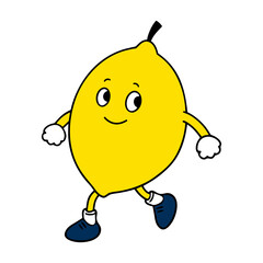 Lemon Character Playing Soccer Vector Illustration