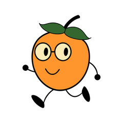 Pear Wearing Hoodie and Gloves Walking Cute Illustration