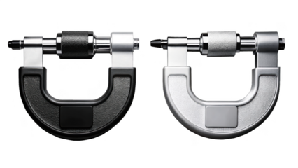 Two micrometer tools for precise measurement isolated on transparent background