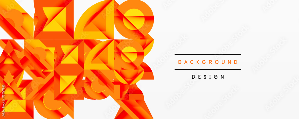 Wall mural abstract orange shapes create dynamic background. geometric forms overlap, offering modern visual te