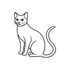 Obraz premium Simple outline drawing of a cat on transparent background silhouette