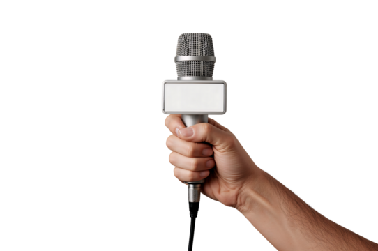 Microphone in Hand for Interview or News Report