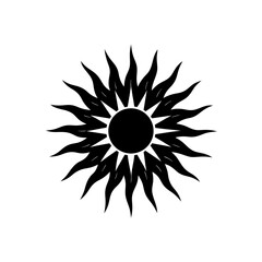 Fototapeta premium Black sun with spiky rays design on transparent background silhouette