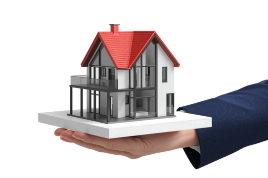 Modern House in Hand Real Estate Concept