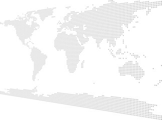 Simplified world vector map with square dot grid (Right-Near Left-Far perspective, PPT-compatible & fully editable)