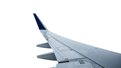 Airplane Wing in Flight Isolated on Black Background