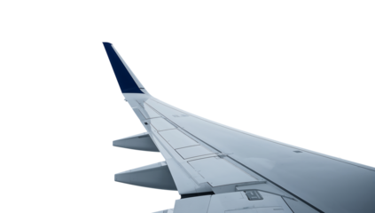 Airplane Wing in Flight Isolated on Black Background