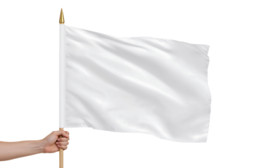 Surrender flag held in hand waving