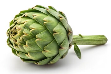 Fototapeta premium Fresh Green Artichoke With Vibrant Leaves Ready for Cooking or Eating