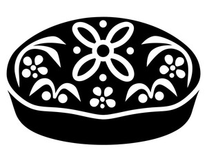 Pan de Muerto Bread Icon, Traditional Mexican Sweet Bread Vector Illustration, Día de los Muertos Food isolated on white background